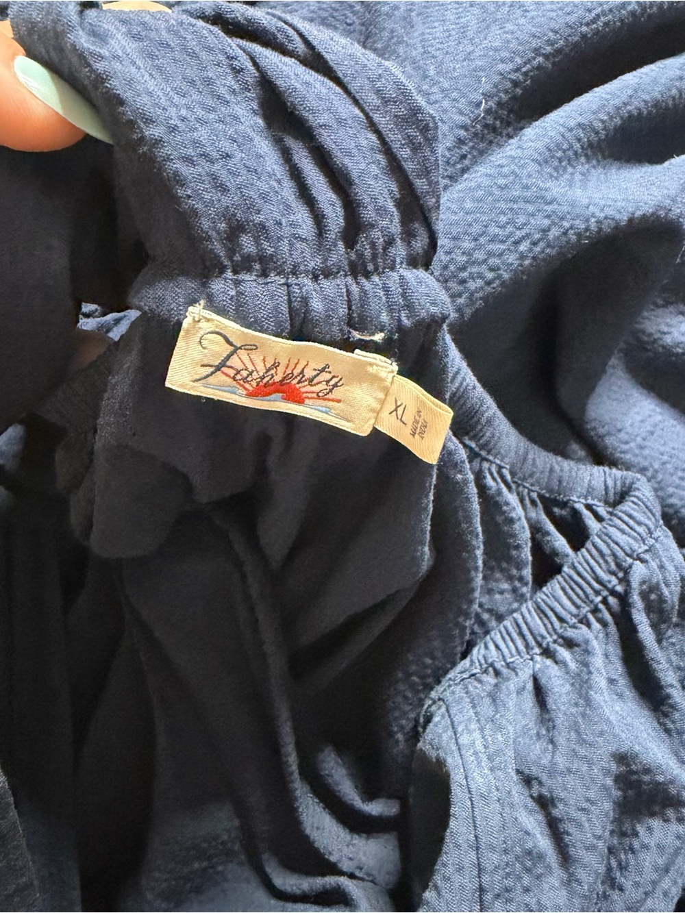 Faherty Bay Twist Seersucker Dress In Navy Size XL - Picture 4 of 5
